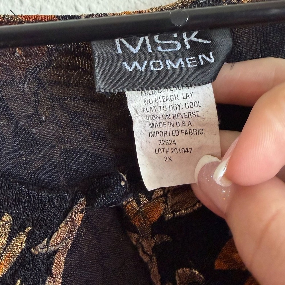 MSK Women Cardigan 2X Floral Tapestry Beaded Metallic Open Front Black Gold Y2K‎ - Picture 6 of 8